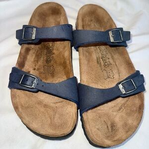 Birkenstock Navy Blue Two-Strap Slide Sandals